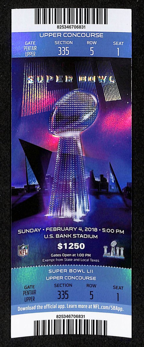 2018 Super Bowl LII Full Unused Mint Authentic Ticket Eagles vs. Patriots 198876