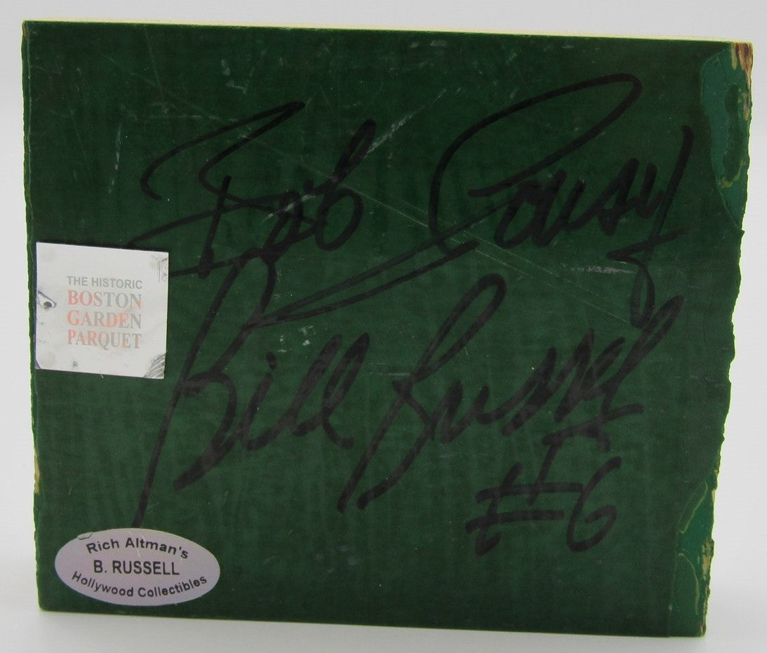 Bob Cousy/Bill Russell Dual-Signed Boston Garden Parquet Floor 4x4 PSA/DNA 19742