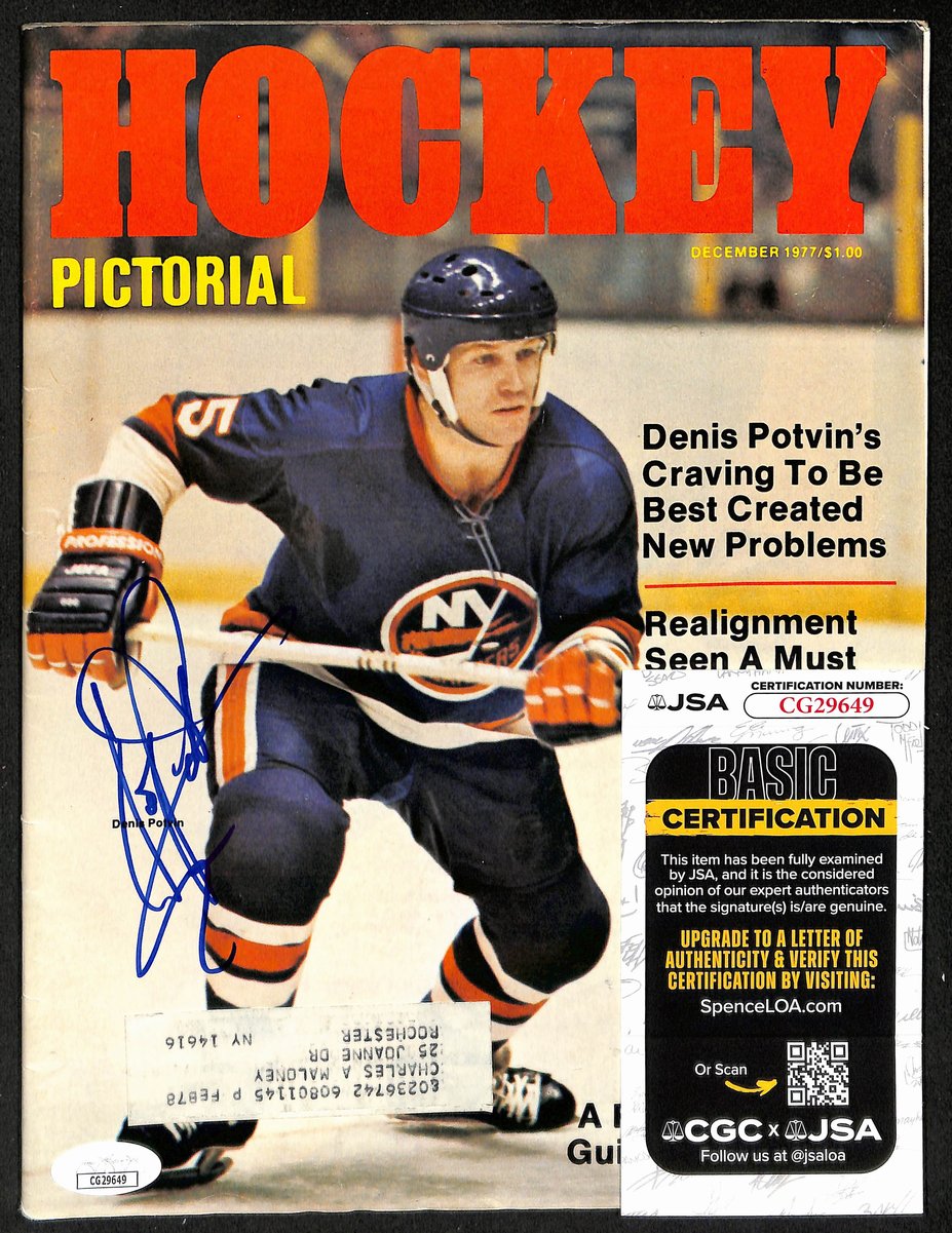 Denis Potvin Signed December 1977 Hockey Pictorial Magazine Rangers JSA 198403