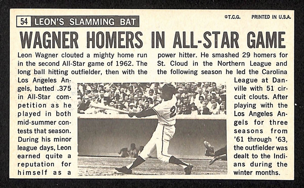 Leon Wagner Signed/Auto 1964 TOPPS Giants Card #54 Cleveland Indians 199193