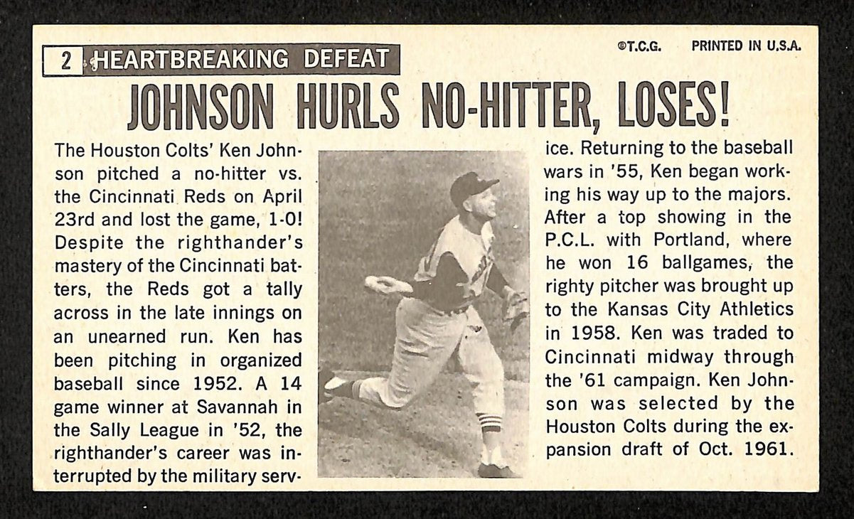 Ken Johnson Signed/Inscribed 1964 TOPPS Giants Card #2 Houston Colts 199194