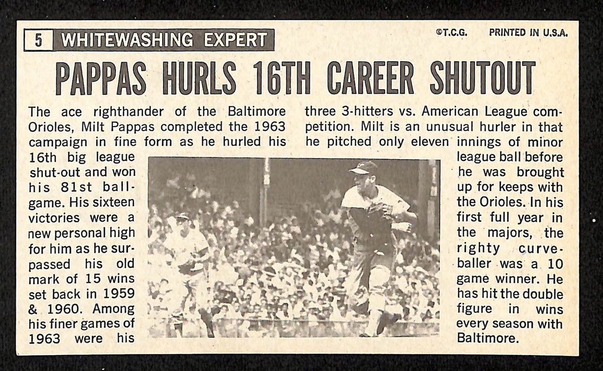Milt Pappas Signed/Auto 1964 TOPPS Giants Card #5 Baltimore Orioles 199200
