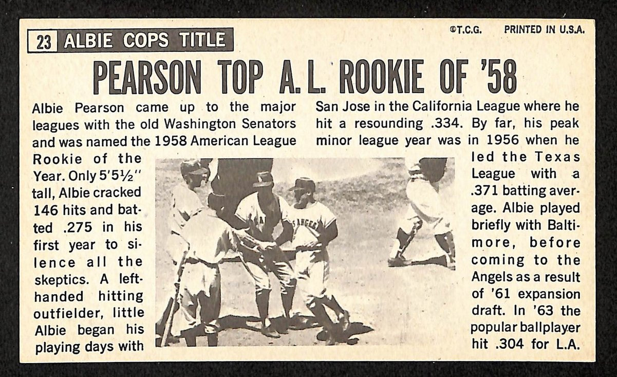 Albie Pearson Signed/Auto 1964 TOPPS Giants Card #23 Los Angeles Angels 199205