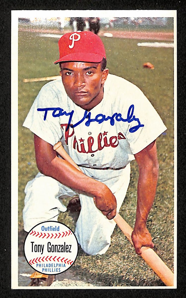 Tony Gonzalez Signed 1964 TOPPS Giants Card #14 Philadelphia Phillies 199190