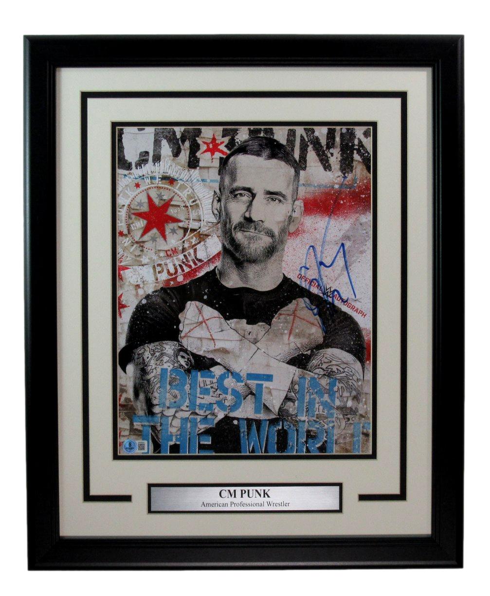 CM Punk WWE Wrestler Signed/Autographed 11x14 Photo Framed Beckett 198566