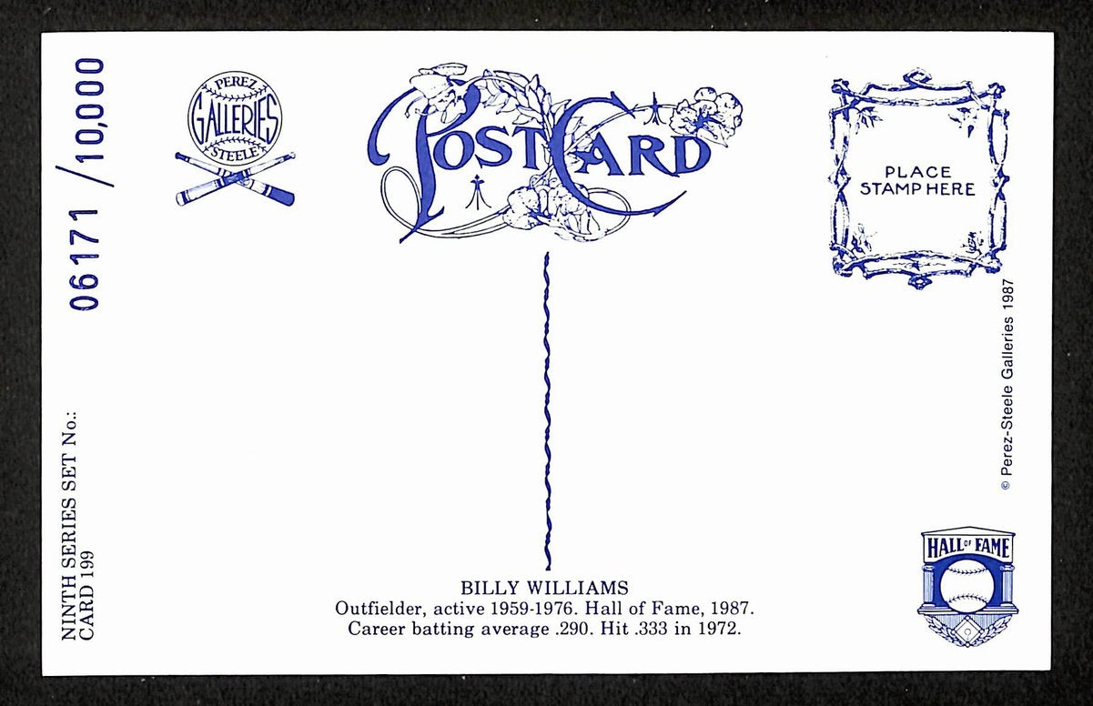 Billy Williams HOF Signed 1987 Perez-Steele Postcard #208 Chicago Cubs 199183