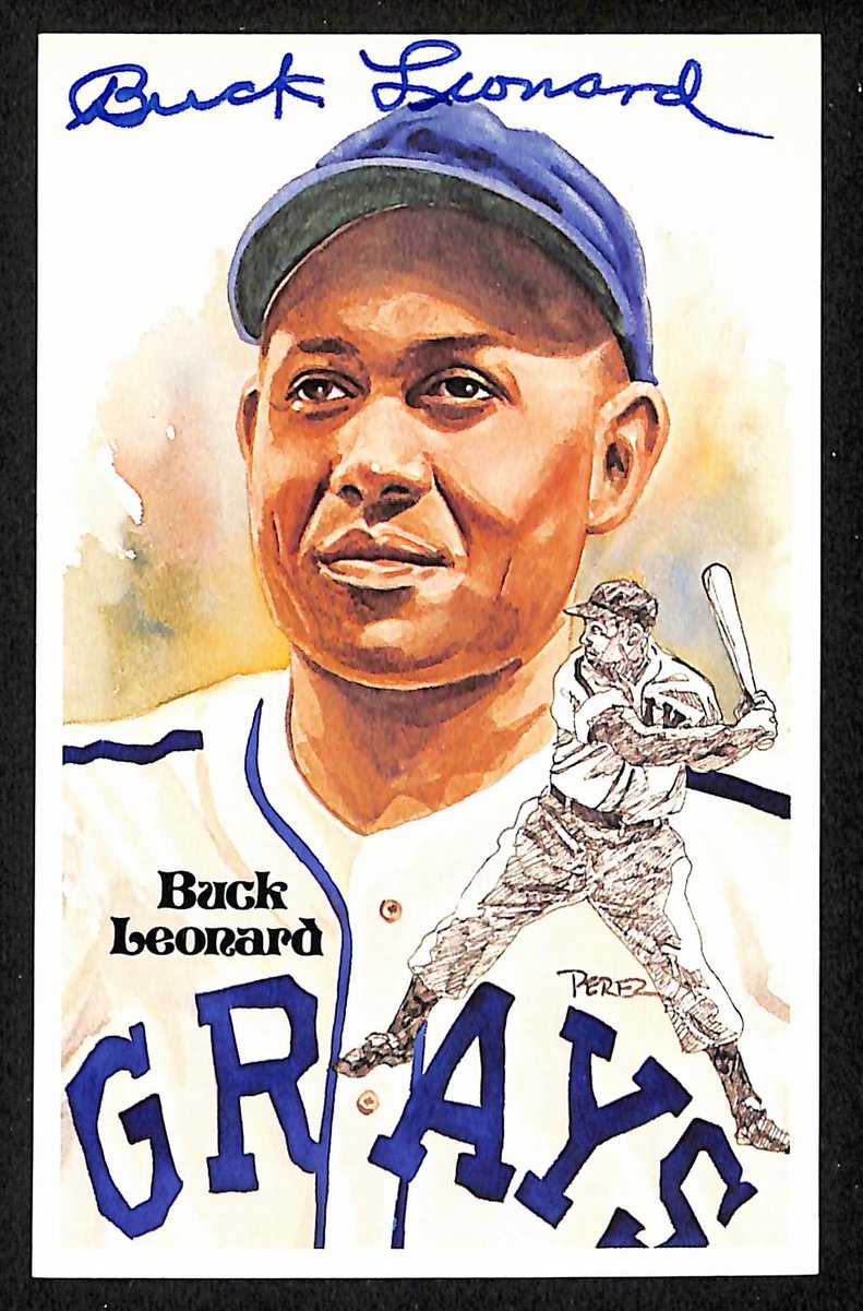 Buck Leonard HOF Signed/Auto 1981 Perez-Steele Postcard #132 Grays 199187