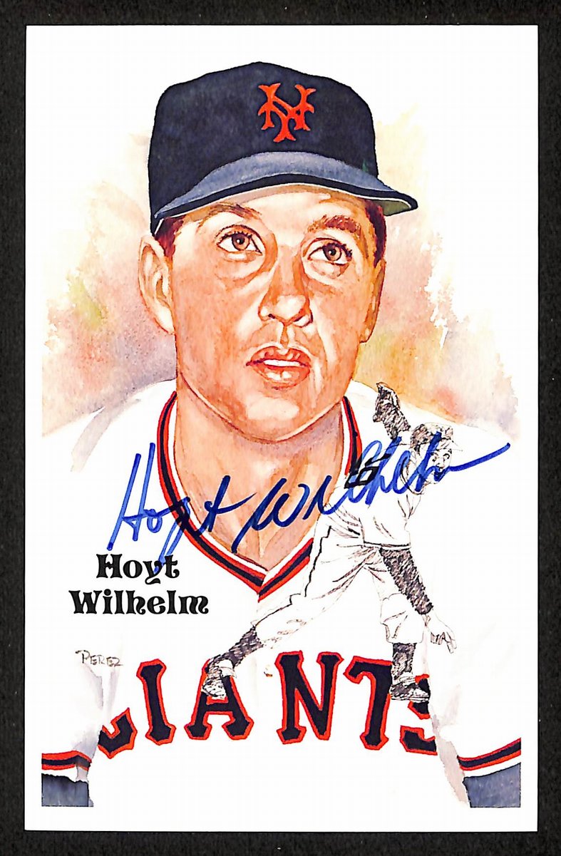 Hoyt Wilhelm HOF Signed/Auto 1985 Perez-Steele Postcard #193 NY Giants 199188