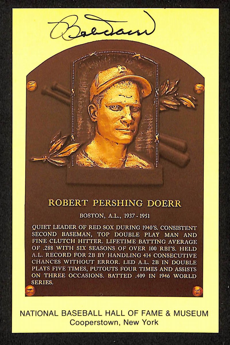 Bob Doerr Signed/Autographed Gold HOF Plaque Postcard Boston Red Sox 199246