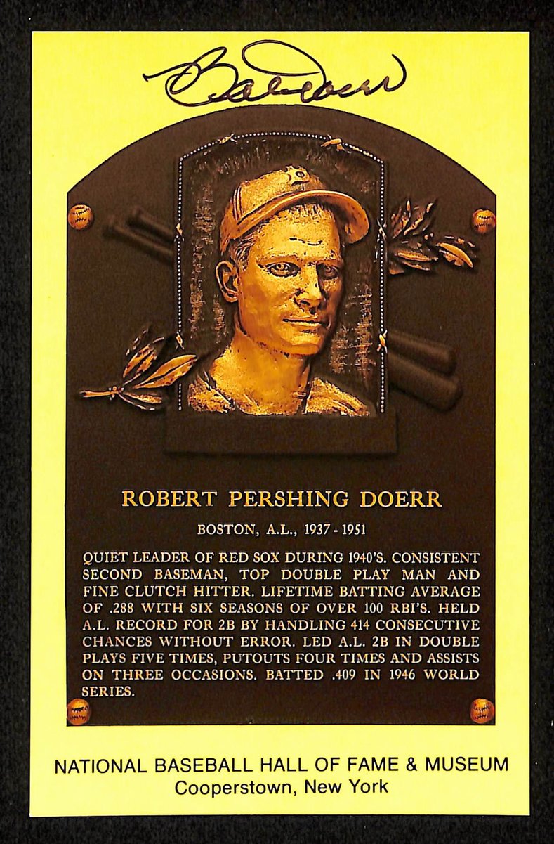 Bob Doerr Signed/Autographed Gold HOF Plaque Postcard Boston Red Sox 199247