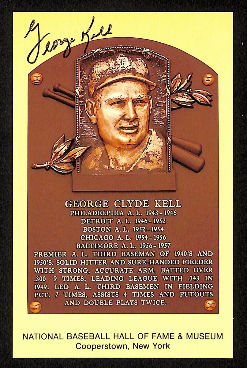 George Kell Signed/Autographed Gold HOF Plaque Postcard Detroit Tigers 199248