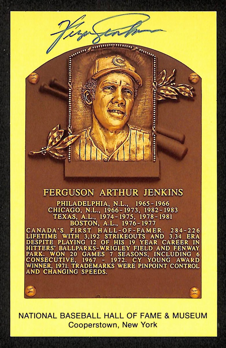Fergie Jenkins Signed/Autographed Gold HOF Plaque Postcard Chicago Cubs 199269