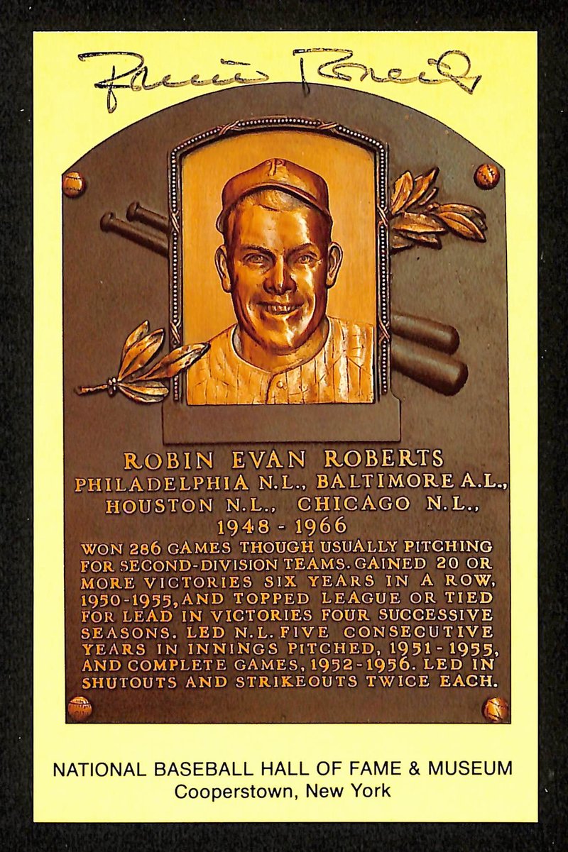 Robin Roberts Signed/Autographed Gold HOF Plaque Postcard Phillies 199270