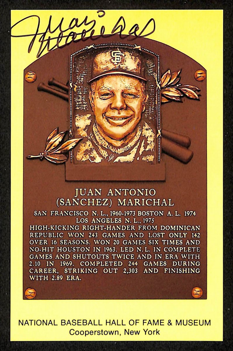 Juan Marichal Signed/Auto Gold HOF Plaque Postcard San Francisco Giants 199275