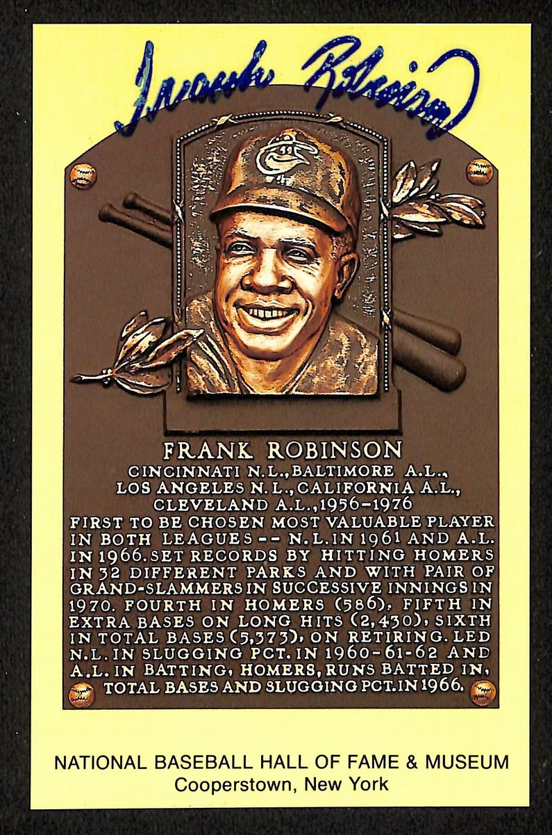 Frank Robinson Signed/Auto Gold HOF Plaque Postcard Baltimore Orioles 199277