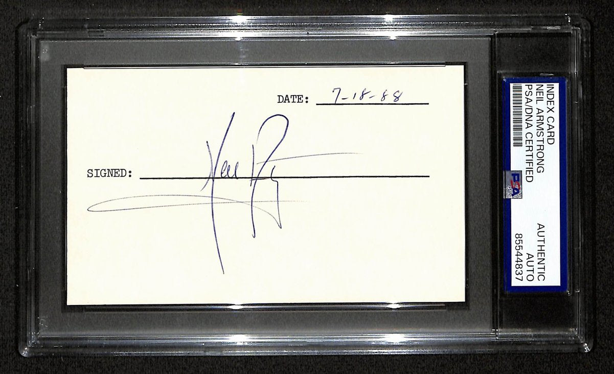 Neil Armstrong Astronaut Signed/Autographed 3x5 Index Card 1988 PSA/DNA 199529
