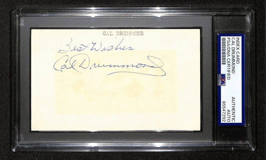 Cal Drummond MLB Umpire Signed/Inscribed 3x5 Index Card PSA/DNA 199283