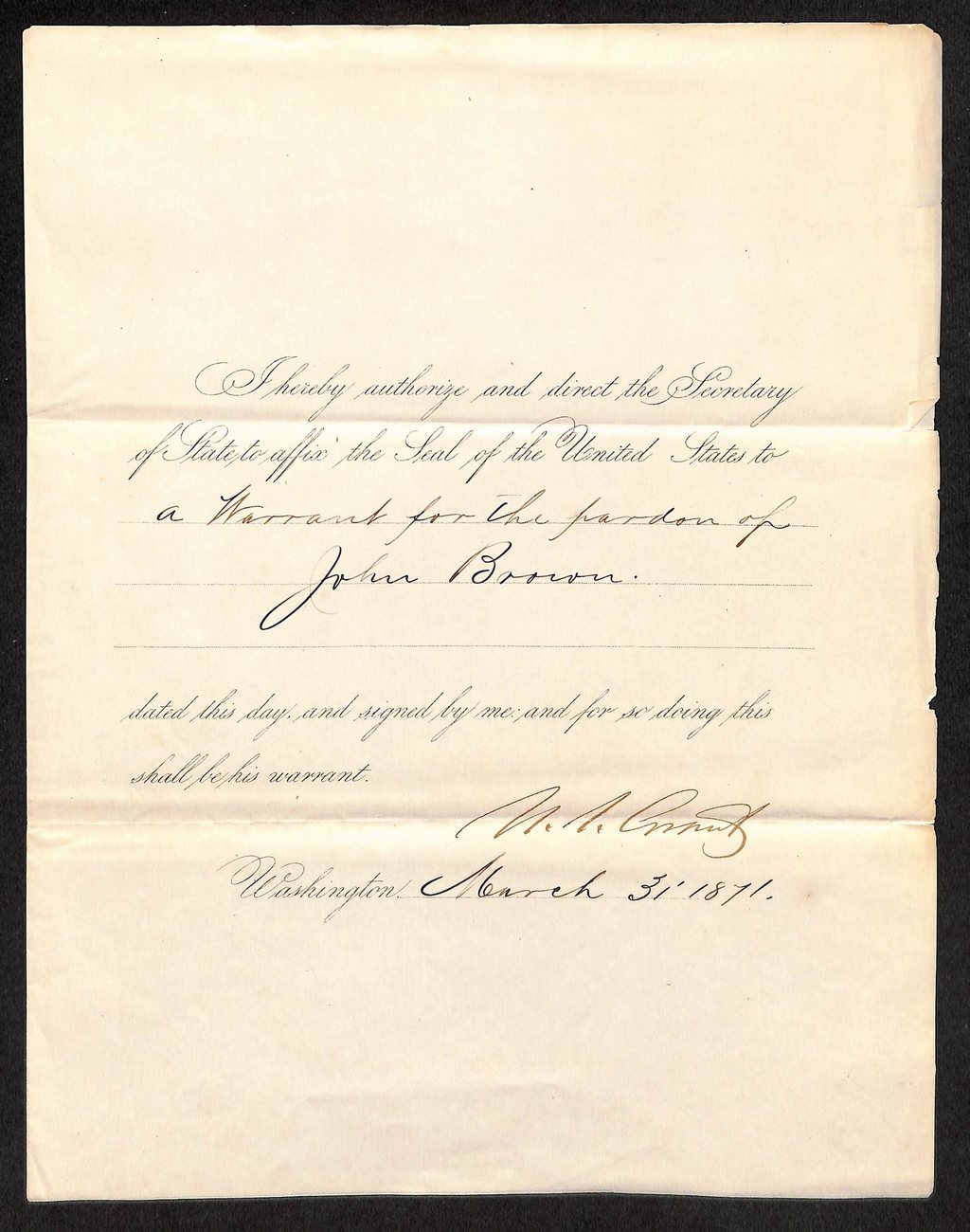 President Ulysses S. Grant Signed 8x10 Partly printed Letter PSA/DNA 199530