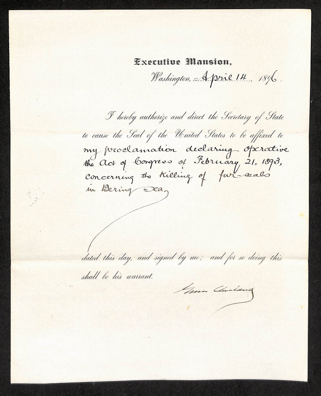 President Grover Cleveland Signed 8x10 Partly Printed Letter PSA/DNA 199541