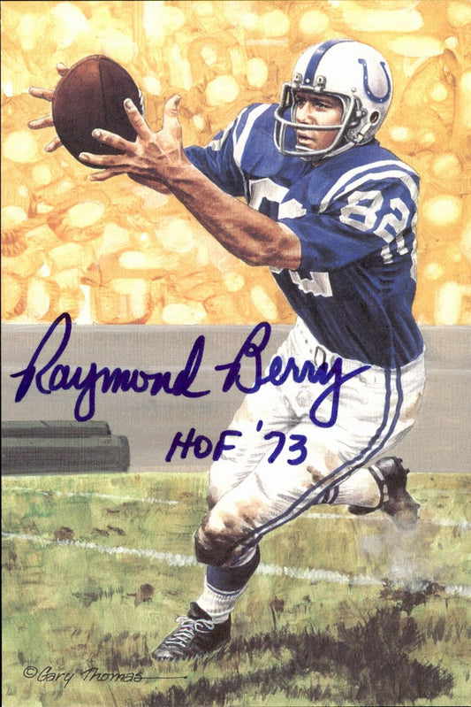 Raymond Berry Colts HOF Autographed Goal Line Art GLAC Postcard JSA