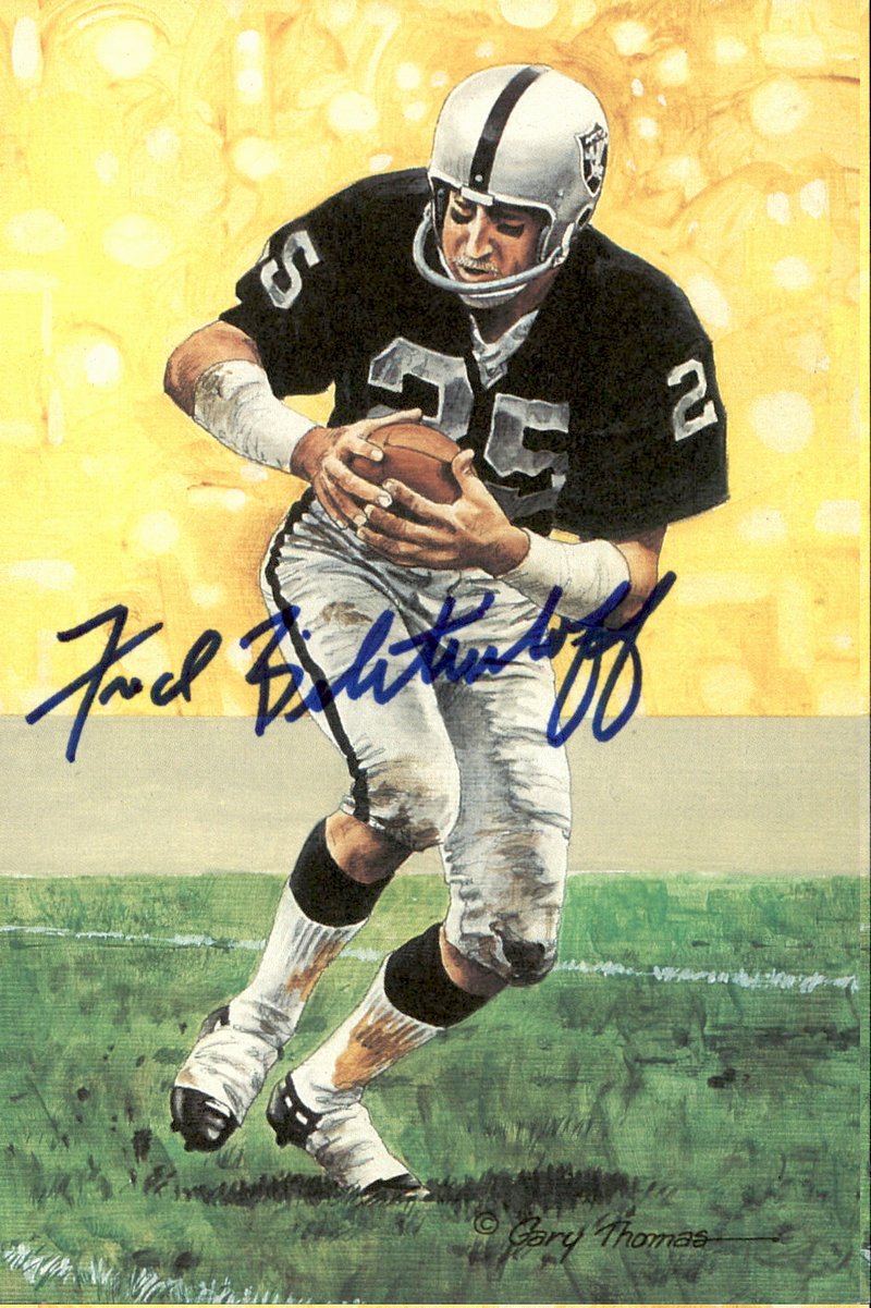 Fred Biletnikoff Raiders HOF Autographed Goal Line Art GLAC Postcard JSA
