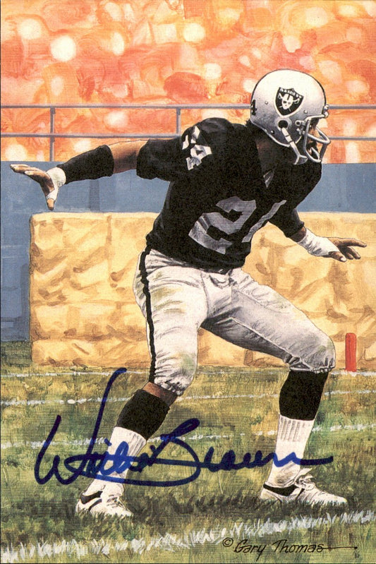 Willie Brown Raiders HOF Autographed Goal Line Art GLAC Postcard JSA