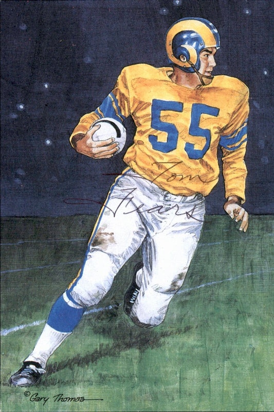 Tom Fears Rams HOF Autographed Goal Line Art GLAC Postcard JSA