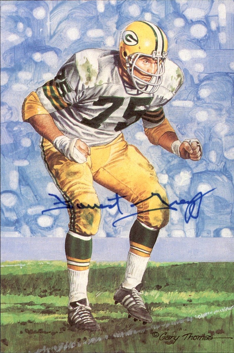 Forrest Gregg Packers HOF Autographed Goal Line Art GLAC Postcard JSA