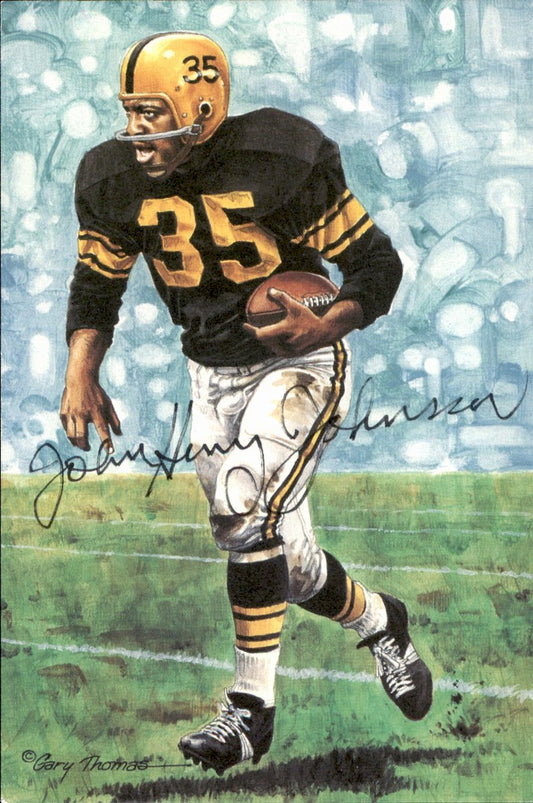 John Henry Johnson Steelers HOF Autographed Goal Line Art GLAC Postcard JSA