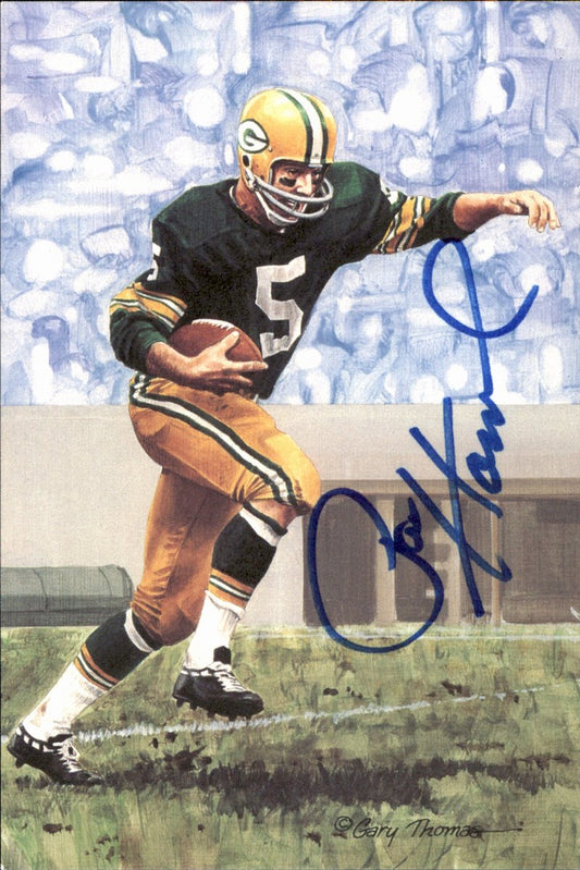 Paul Hornung Packers HOF Autographed Goal Line Art GLAC Postcard JSA