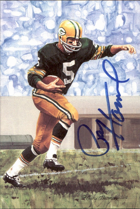 Paul Hornung Packers HOF Autographed Goal Line Art GLAC Postcard JSA