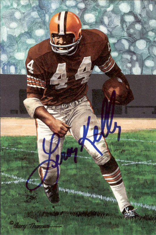 Leroy Kelly Browns HOF Autographed Goal Line Art GLAC Postcard JSA