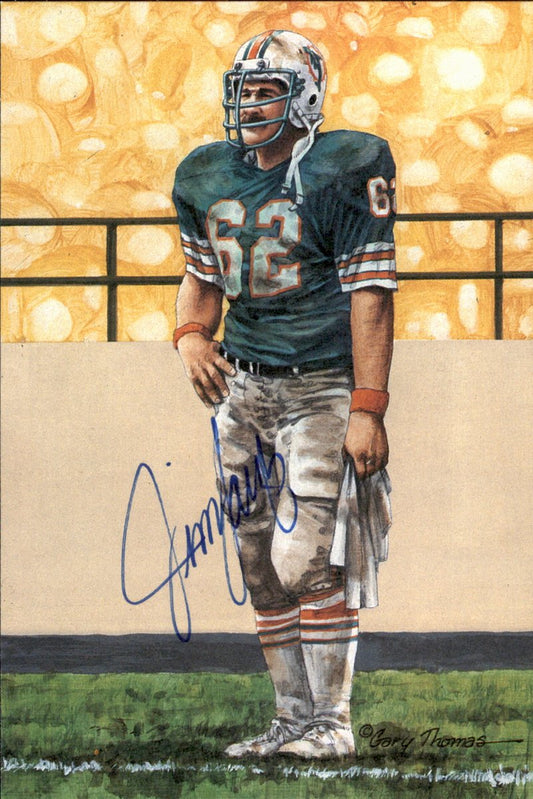 Jim Langer Dolphins HOF Autographed Goal Line Art GLAC Postcard JSA