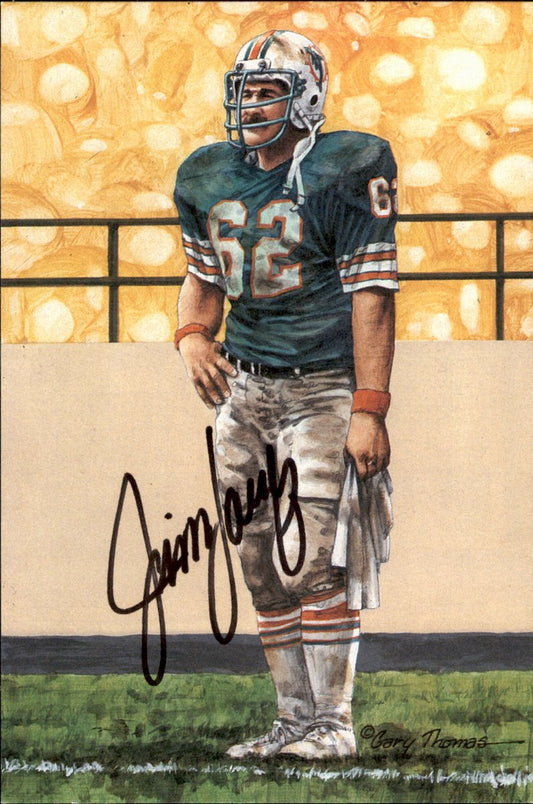 Jim Langer Dolphins HOF Autographed Goal Line Art GLAC Postcard JSA