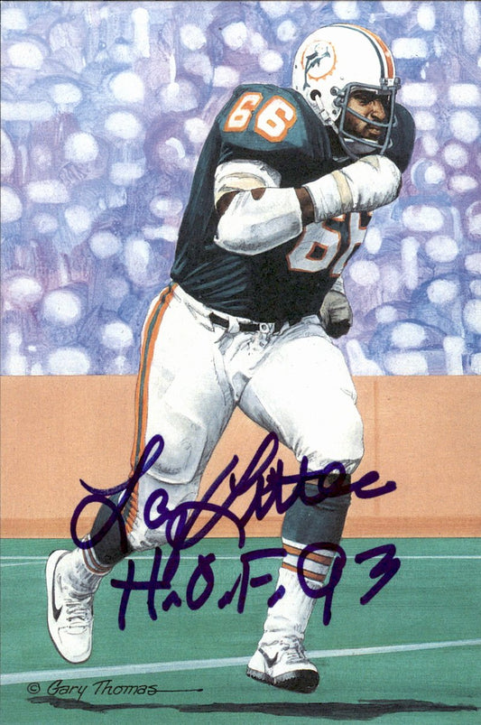 Larry Little Dolphins HOF Autographed Goal Line Art GLAC Postcard JSA