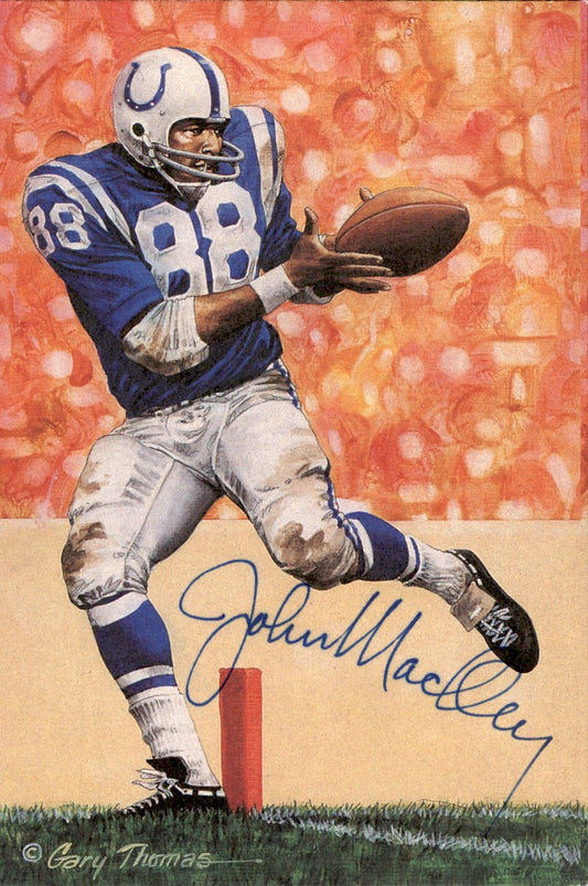 John Mackey Colts HOF Autographed Goal Line Art GLAC Postcard JSA