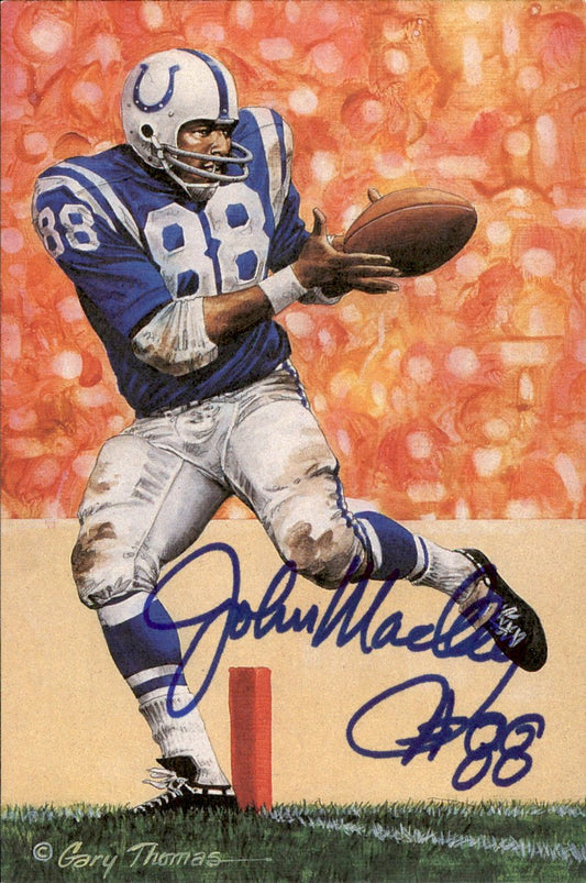 John Mackey Colts HOF Autographed Goal Line Art GLAC Postcard JSA