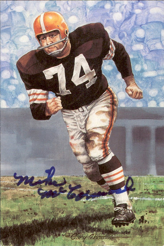Mike McCormack Browns HOF Autographed Goal Line Art GLAC Postcard JSA