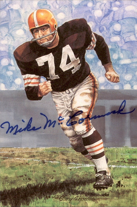 Mike McCormack Browns HOF Autographed Goal Line Art GLAC Postcard JSA