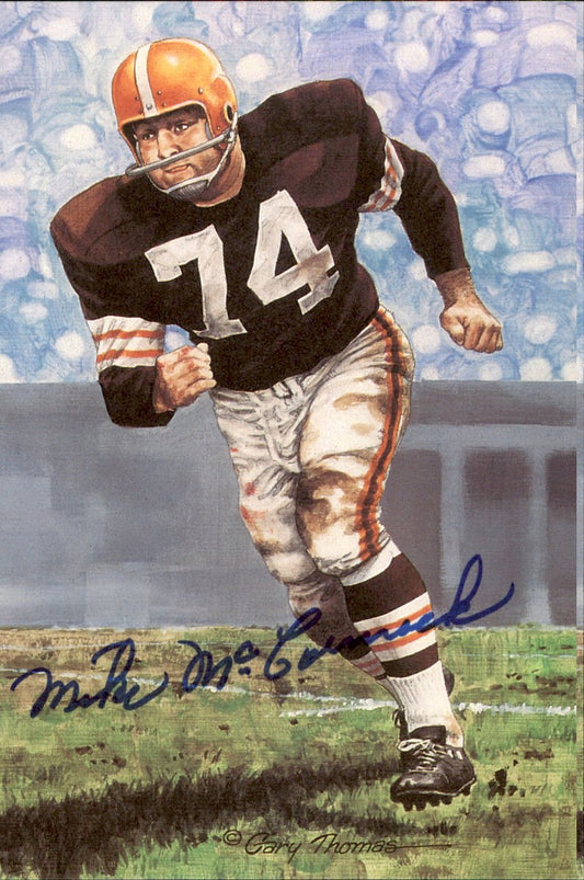 Mike McCormack Browns HOF Autographed Goal Line Art GLAC Postcard JSA