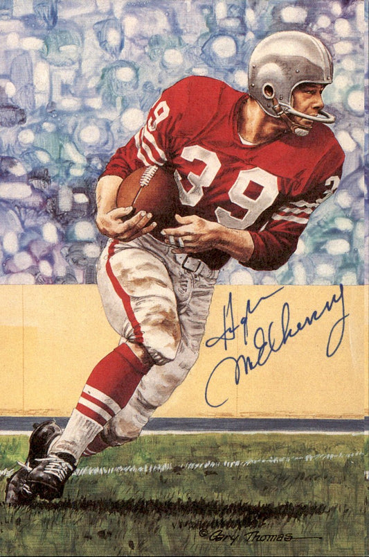 Hugh McElhenny 49ers HOF Autographed Goal Line Art GLAC Postcard JSA