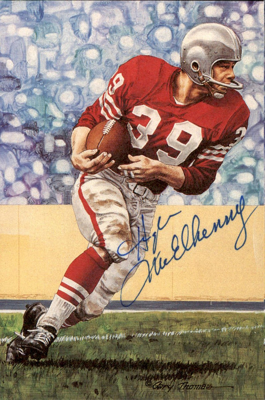 Hugh McElhenny 49ers HOF Autographed Goal Line Art GLAC Postcard JSA