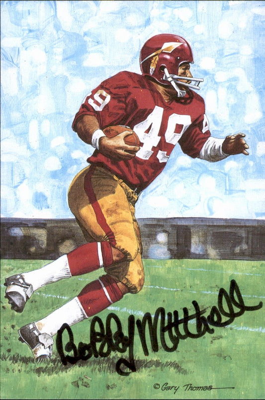 Bobby Mitchell Redskins HOF Autographed Goal Line Art GLAC Postcard JSA