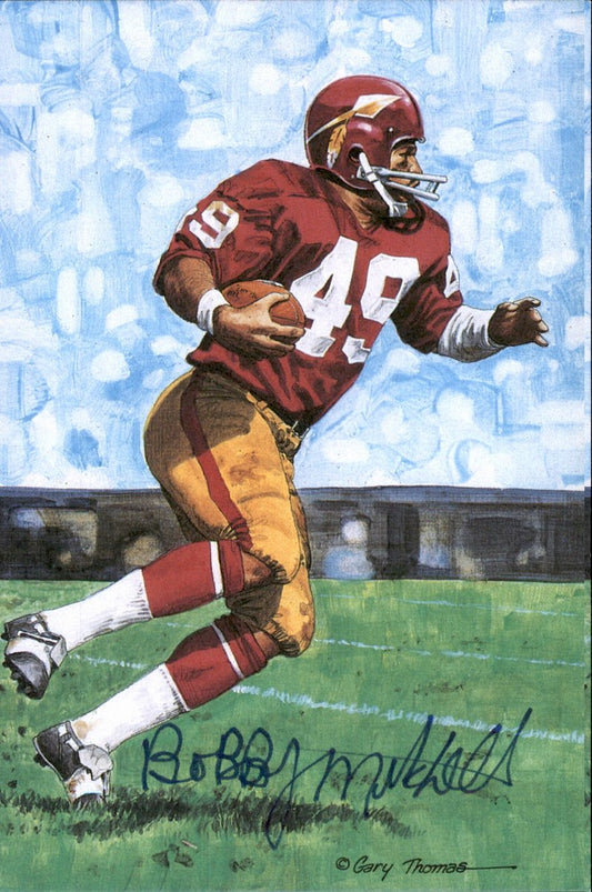 Bobby Mitchell Redskins HOF Autographed Goal Line Art GLAC Postcard JSA