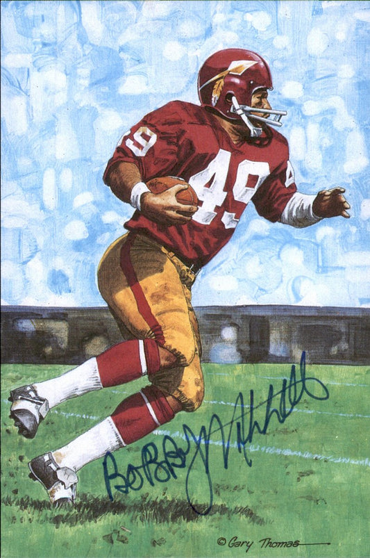 Bobby Mitchell Redskins HOF Autographed Goal Line Art GLAC Postcard JSA