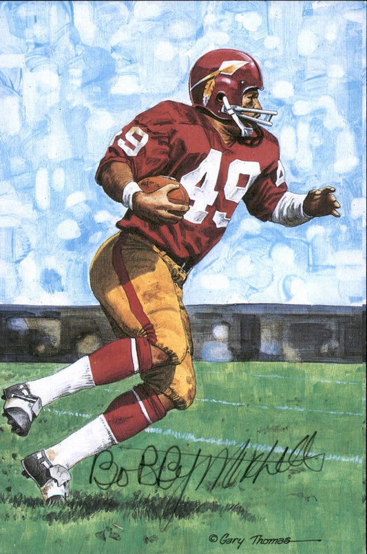 Bobby Mitchell Redskins HOF Autographed Goal Line Art GLAC Postcard JSA