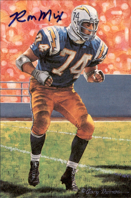 Ron Mix Chargers HOF Autographed Goal Line Art GLAC Postcard JSA