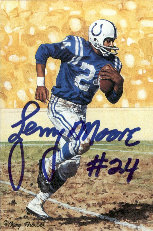 Lenny Moore Colts HOF Autographed Goal Line Art GLAC Postcard JSA