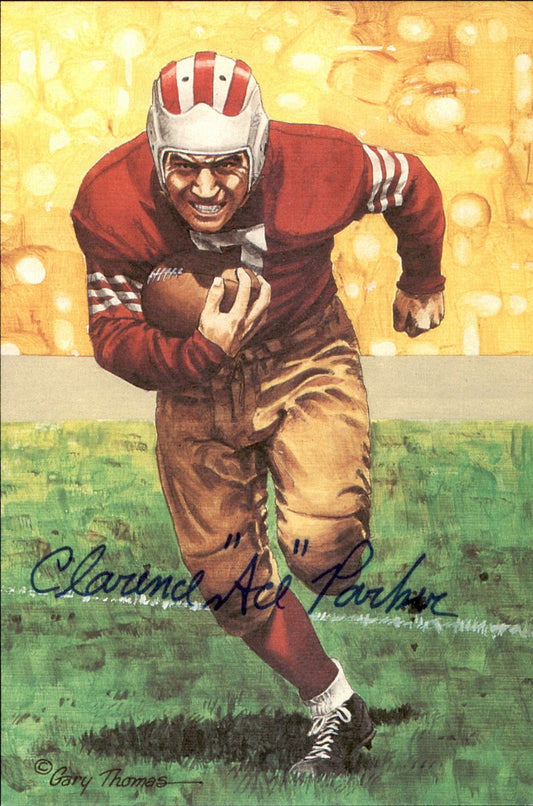 Clarence Ace Parker Dodgers HOF Autographed Goal Line Art GLAC Postcard JSA