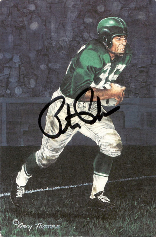 Pete Pihos Eagles HOF Autographed Goal Line Art GLAC Postcard JSA